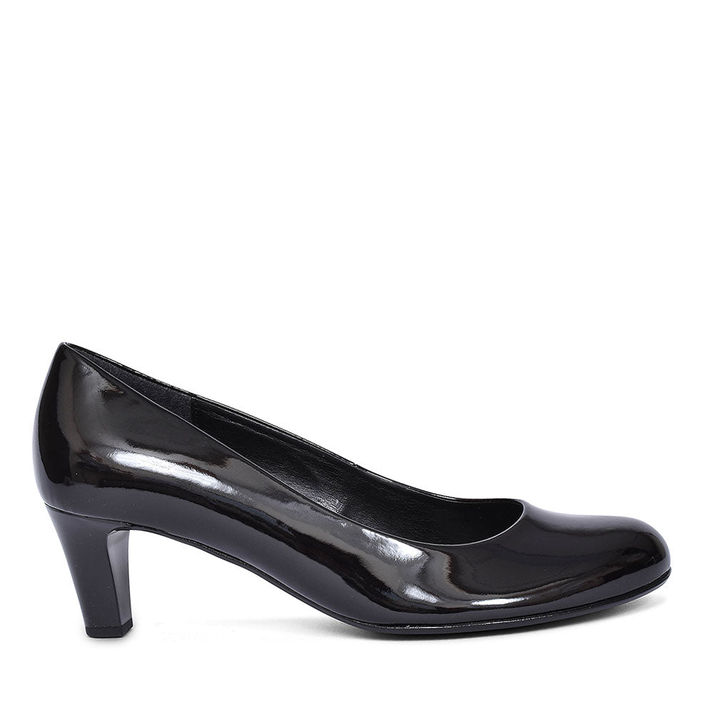 GABOR MID HEEL COURT SHOE FOR WOMEN in BLK PAT