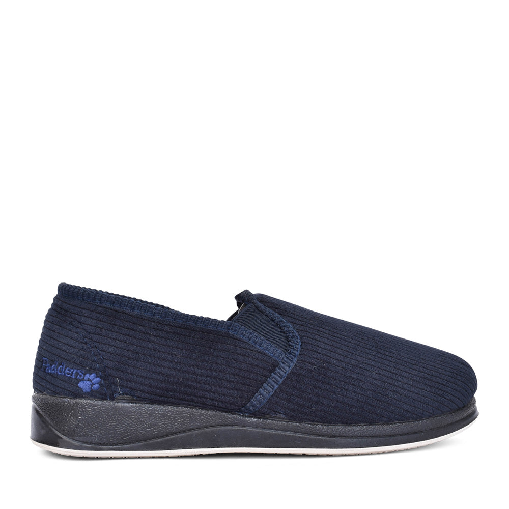 PADDERS MENS ALBERT 408 WIDE FIT CORD SLIPPER in NAVY