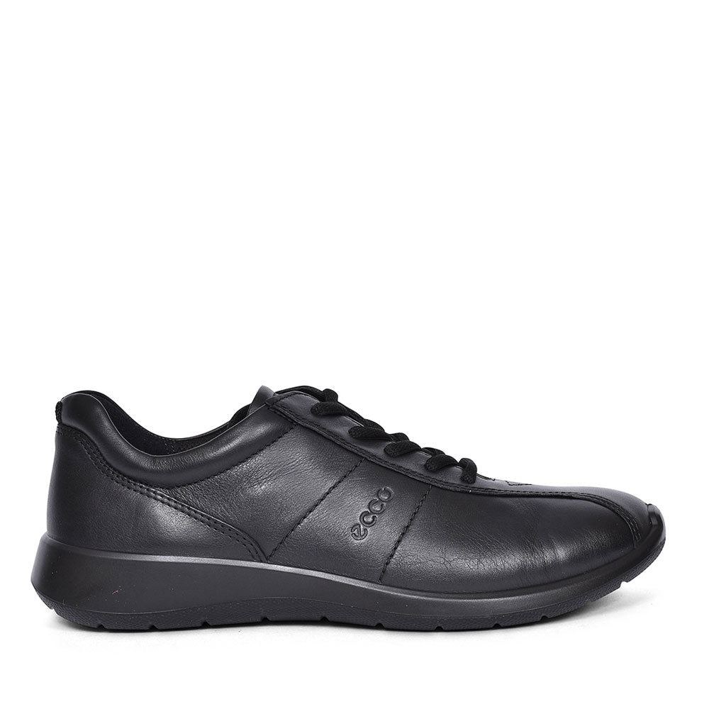 ECCO SOFT 5 LACE UP TRAINERS FOR LADIES in BLK LEATHER