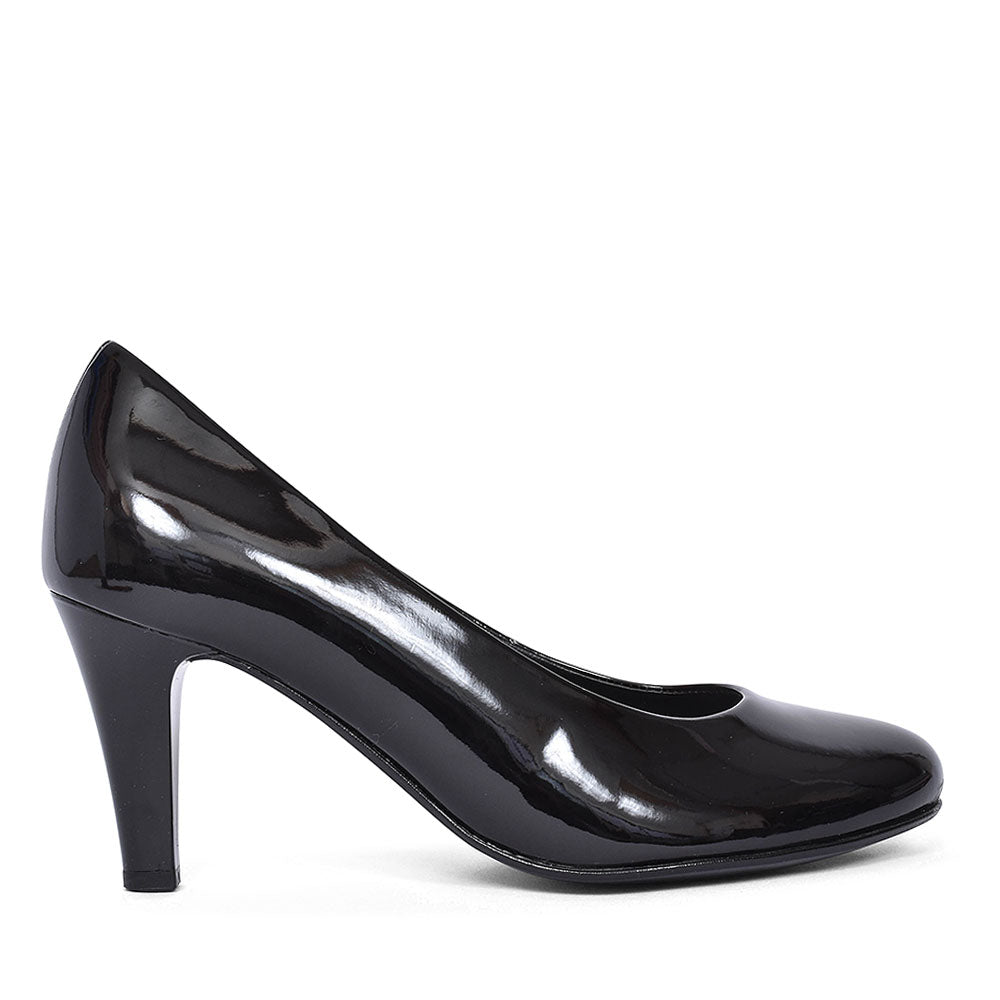 GABOR 310 COURT SHOE FOR LADIES in BLK PATENT