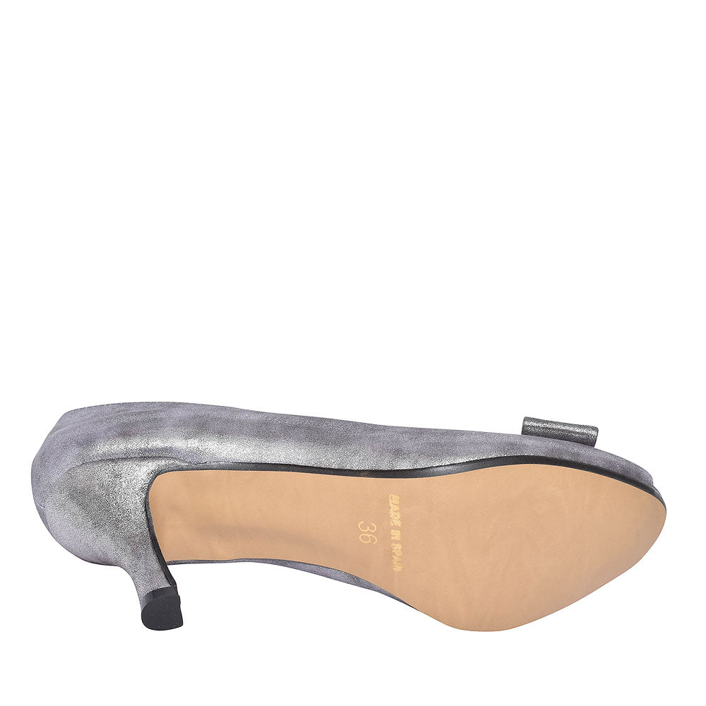 Peep Toe Court Shoe For Ladies In Pewter