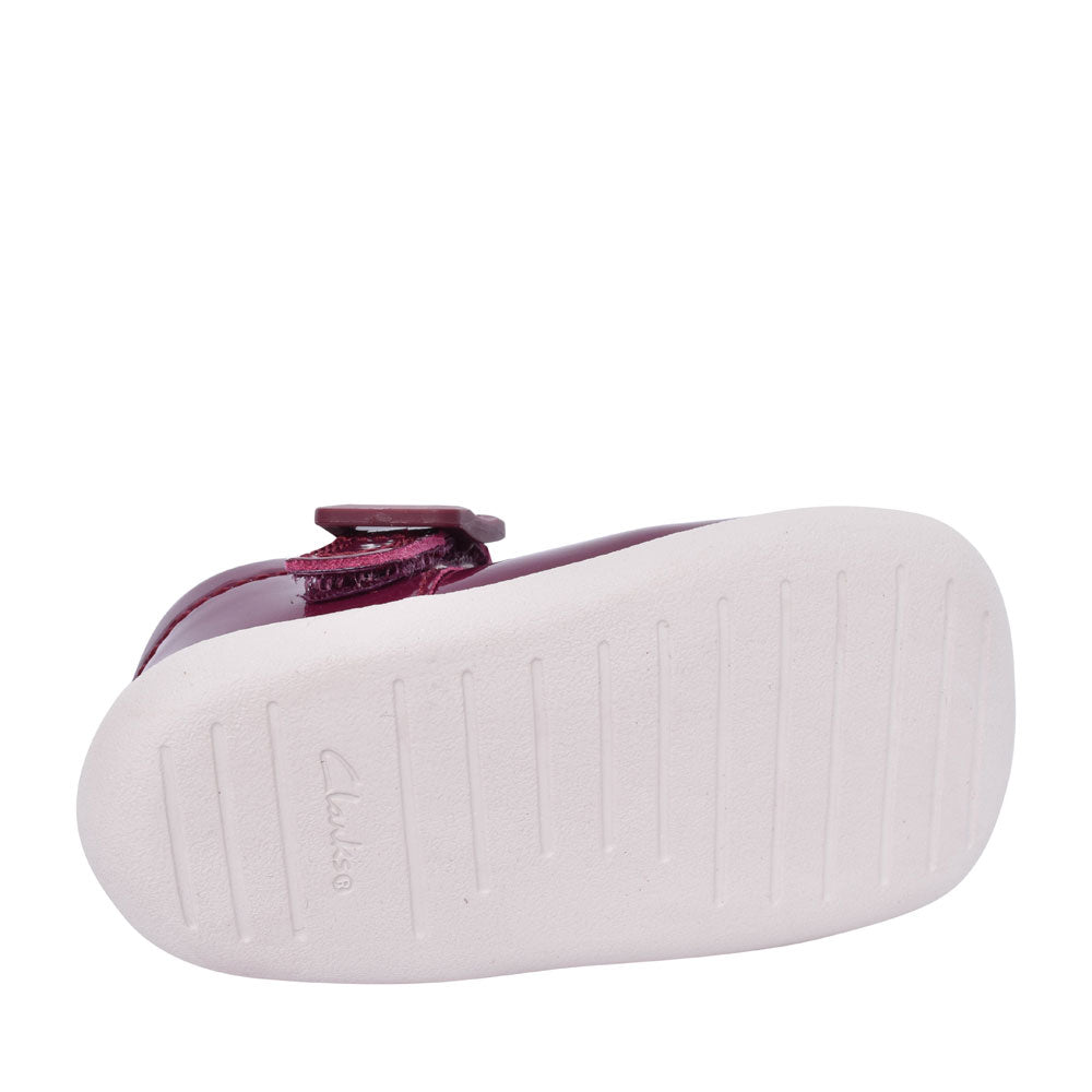 Roamer Star Plum Patent T-bar Shoe For Girls In Kids G Fit