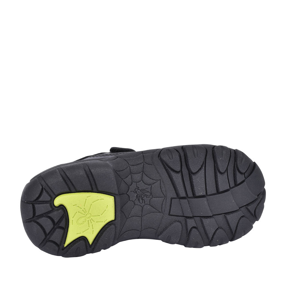 Tarantula Black Leather Velcro Shoe For Boys In Kids E Fit