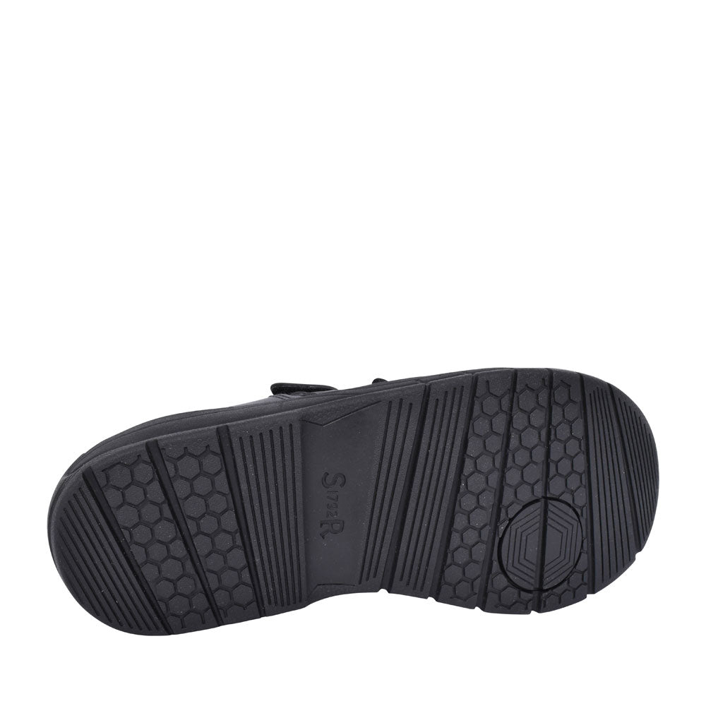 Strike Black Leather Velcro Shoe For Boys In Kids G Fit