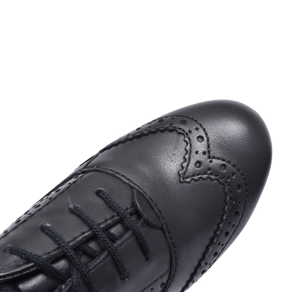 Matilda Laced M Fit Brogue Shoe For Girls In Blk Leather