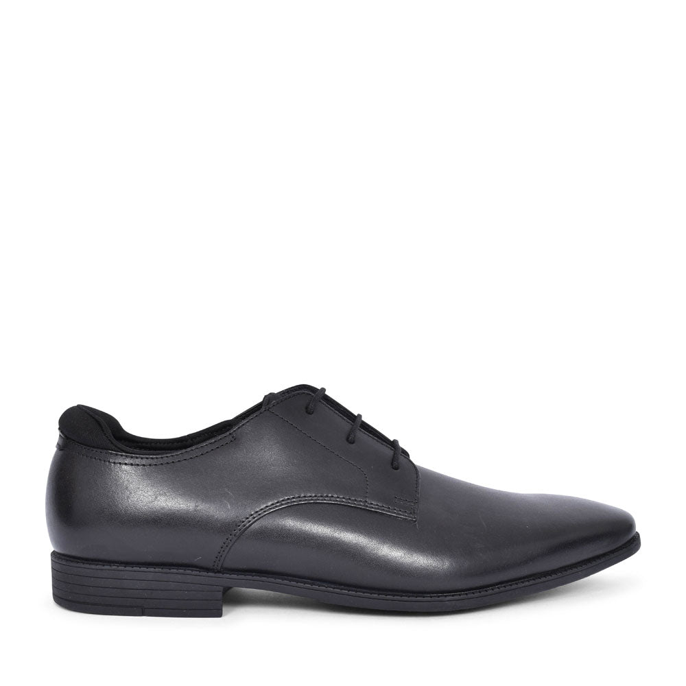 Academy Black Leather Laced Shoe For Boys In Kids F Fit