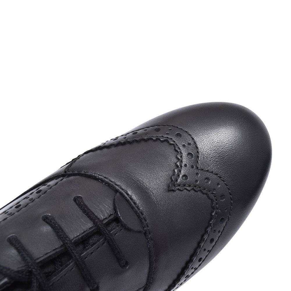 Matilda Laced W Fit Brogue Shoe For Girls In Blk Leather