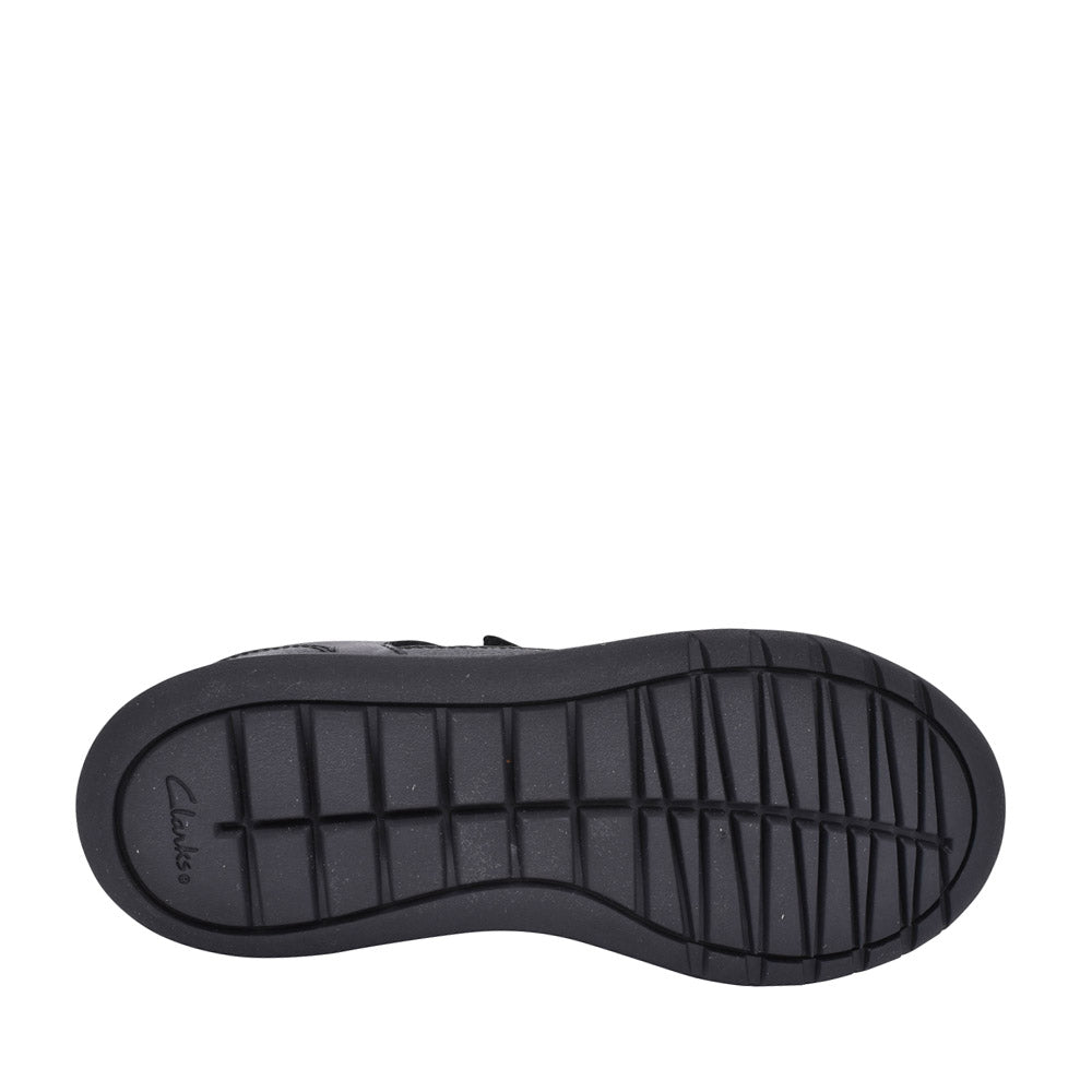 Boys Scape Flare Black Leather Velcro Shoe In Kids G Fit