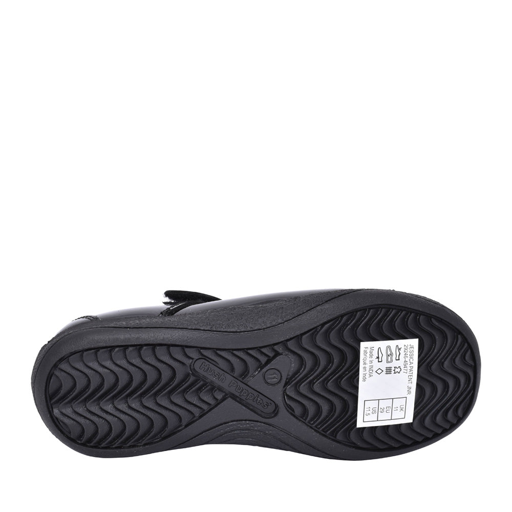 Girls Jessica Velcro Shoe In Blk Patent