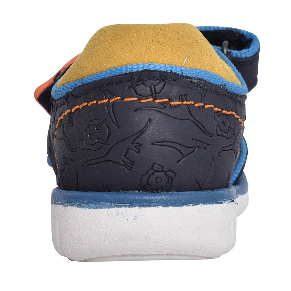 Boys Roam Plane Navy Leather Velcro Sandal In Kids G Fit