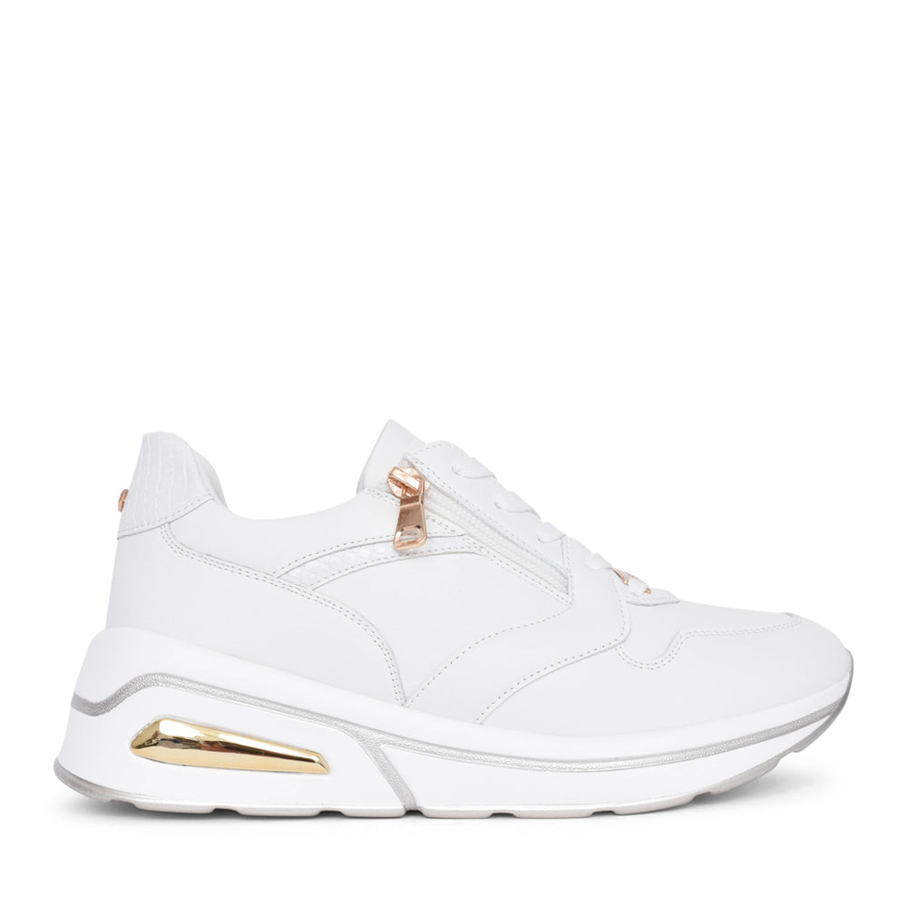 Ladies Steed Platform Laced Trainer In White