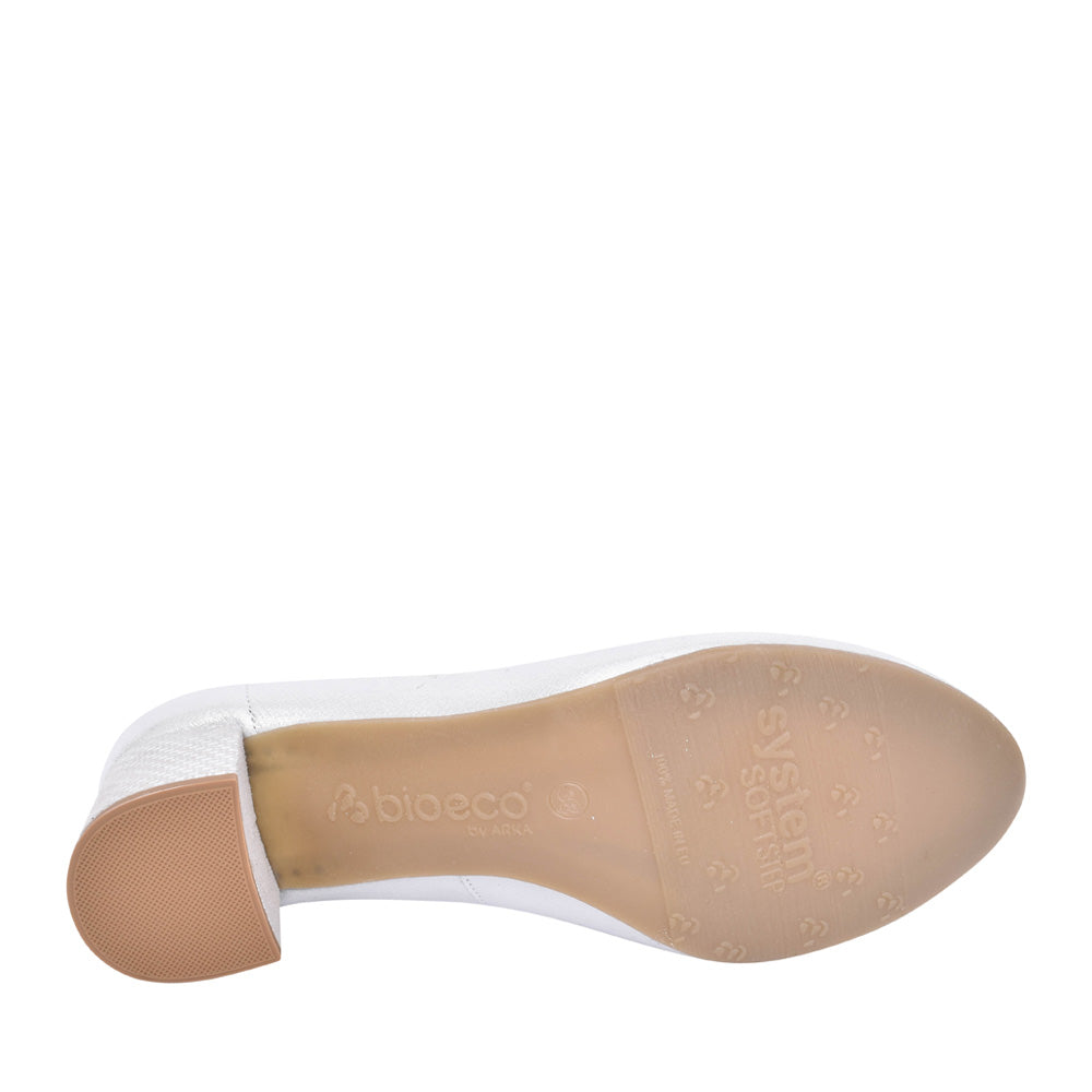 Ladies 5754 G-fit Medium Heel Court Shoe In Silver