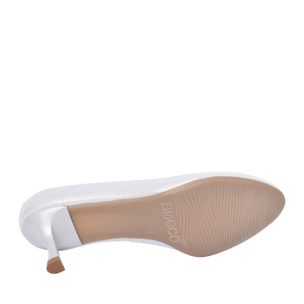 Ladies 6545 G-fit Medium Heel Court Shoe In Silver