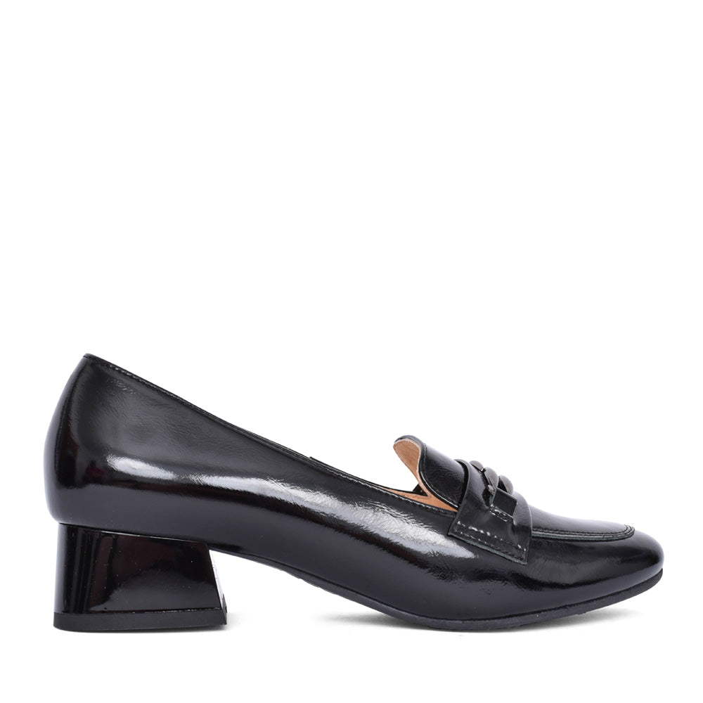 Ladies 6643 G-fit Low Heel Court Shoe In Blk Patent