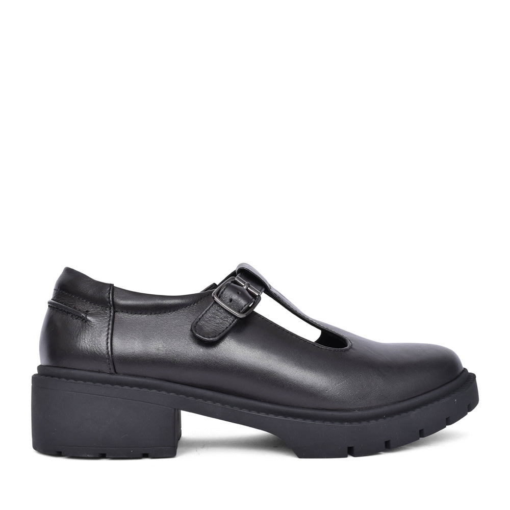 Girls Brunel T-bar Shoe In Black