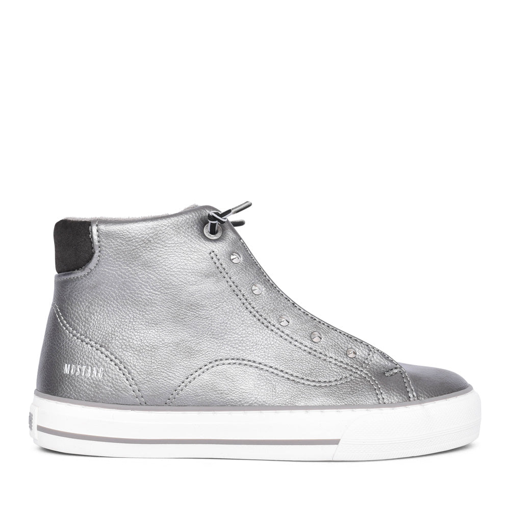 Ladies 1501501 Laced Ankle Boot In Silver