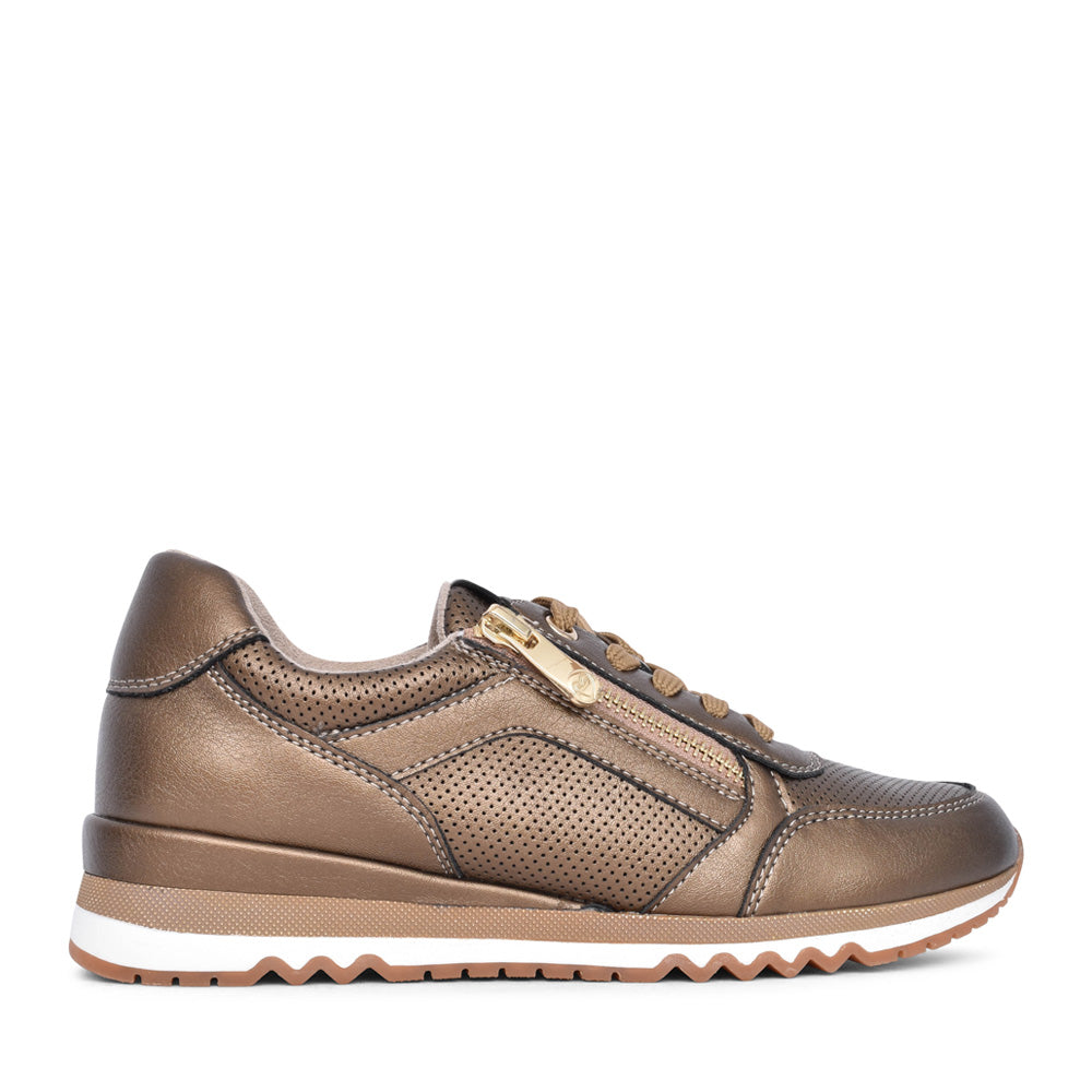 Ladies 2-23782 Laced Trainer In Gold