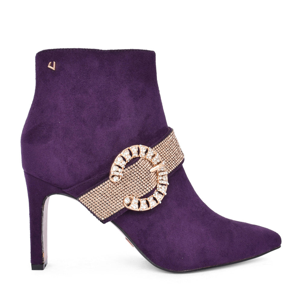 Ladies Anytime High Heel Ankle Boot In Purple