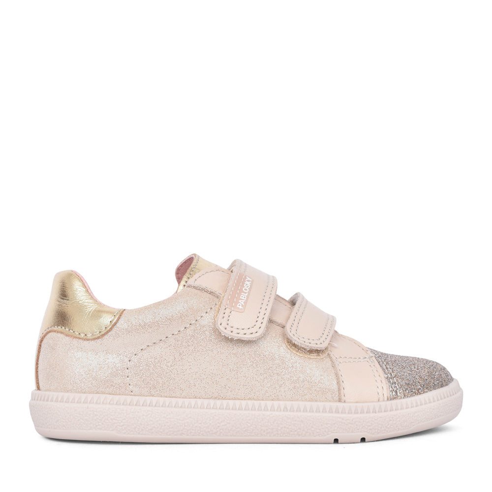 Girls 046634 Double Velcro Shoe In Gold