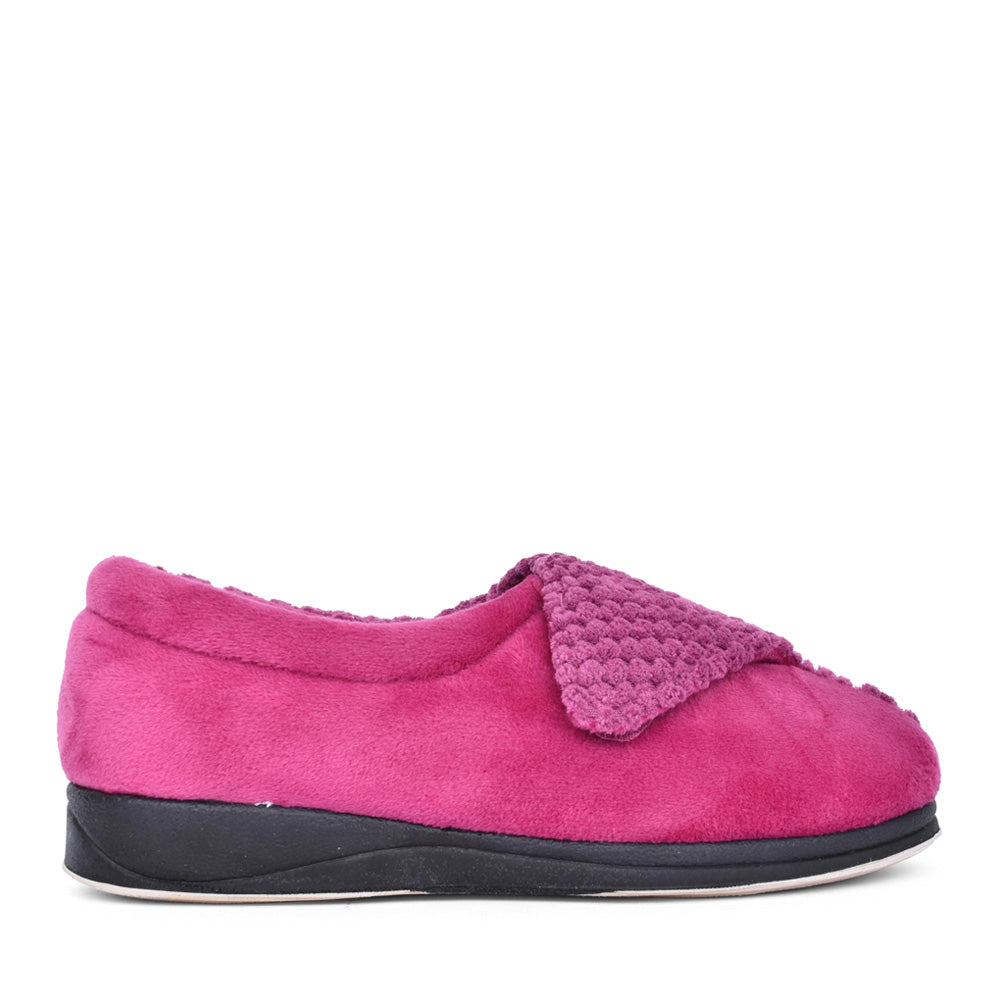 Ladies Hug 424n Wide Fit Popcorn Slipper In Fuchsia