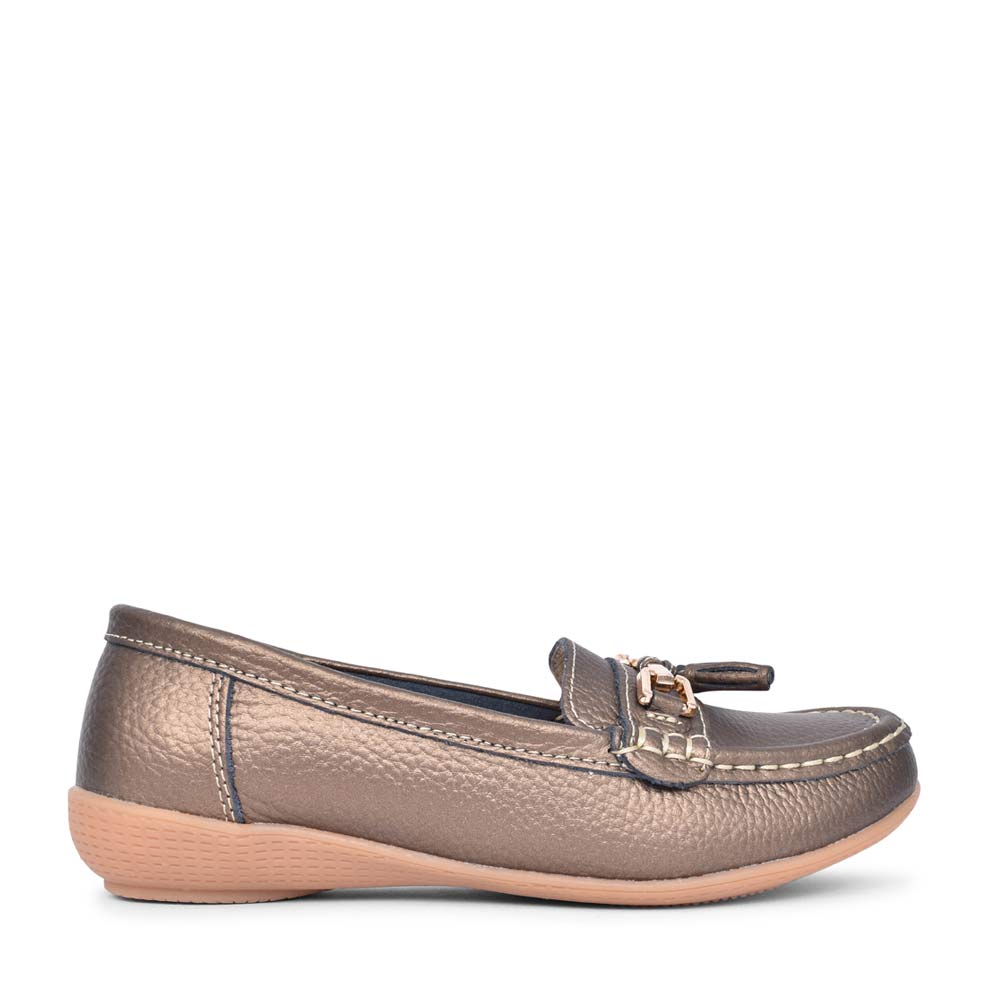 Ladies Nautical Slip-on Shoe In Bronze