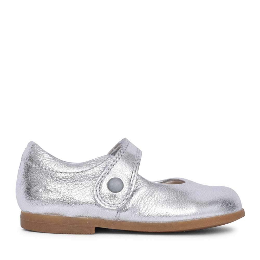Girls Drew Tap T Silver Metallic Mary Jane Shoe In Kids F Fit