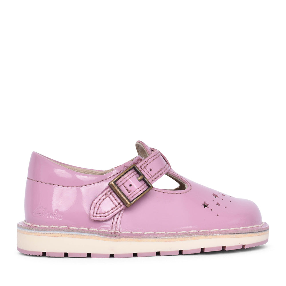 Girls Joyful Skip T Pink Patent T-bar Shoe In Kids F Fit