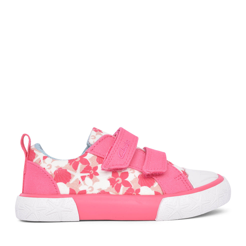 Girls Foxing Shell T Pink Velcro Canvas Shoe In Kids G Fit