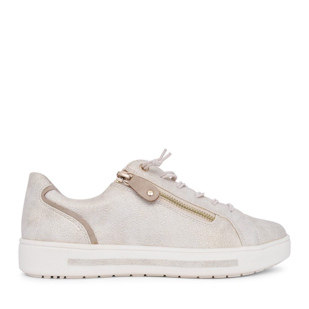 Ladies 8-23660 Laced Trainer In Gold
