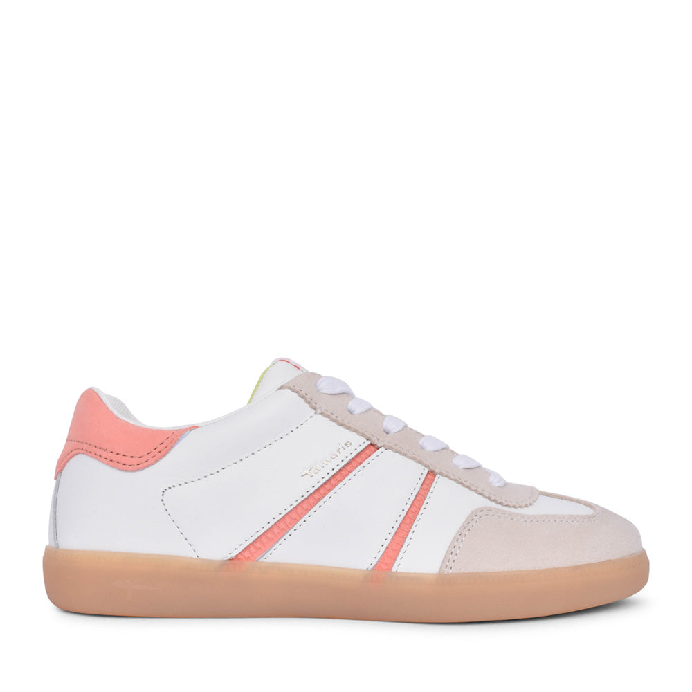 Ladies 1-23624 Laced Trainer In Peach