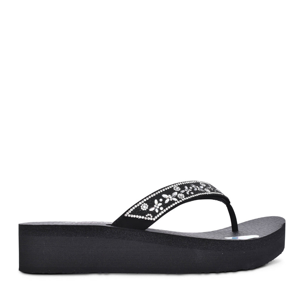 Ladies 119642 Vinyasa Toe Post Sandal In Black