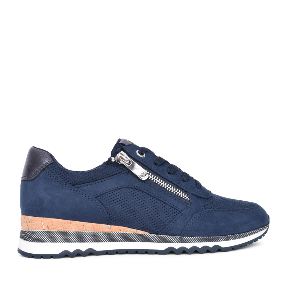 Ladies 2-23781 Laced Trainer In Navy