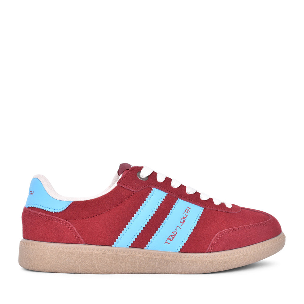 Mens 120092 Laced Trainer In Burgandy