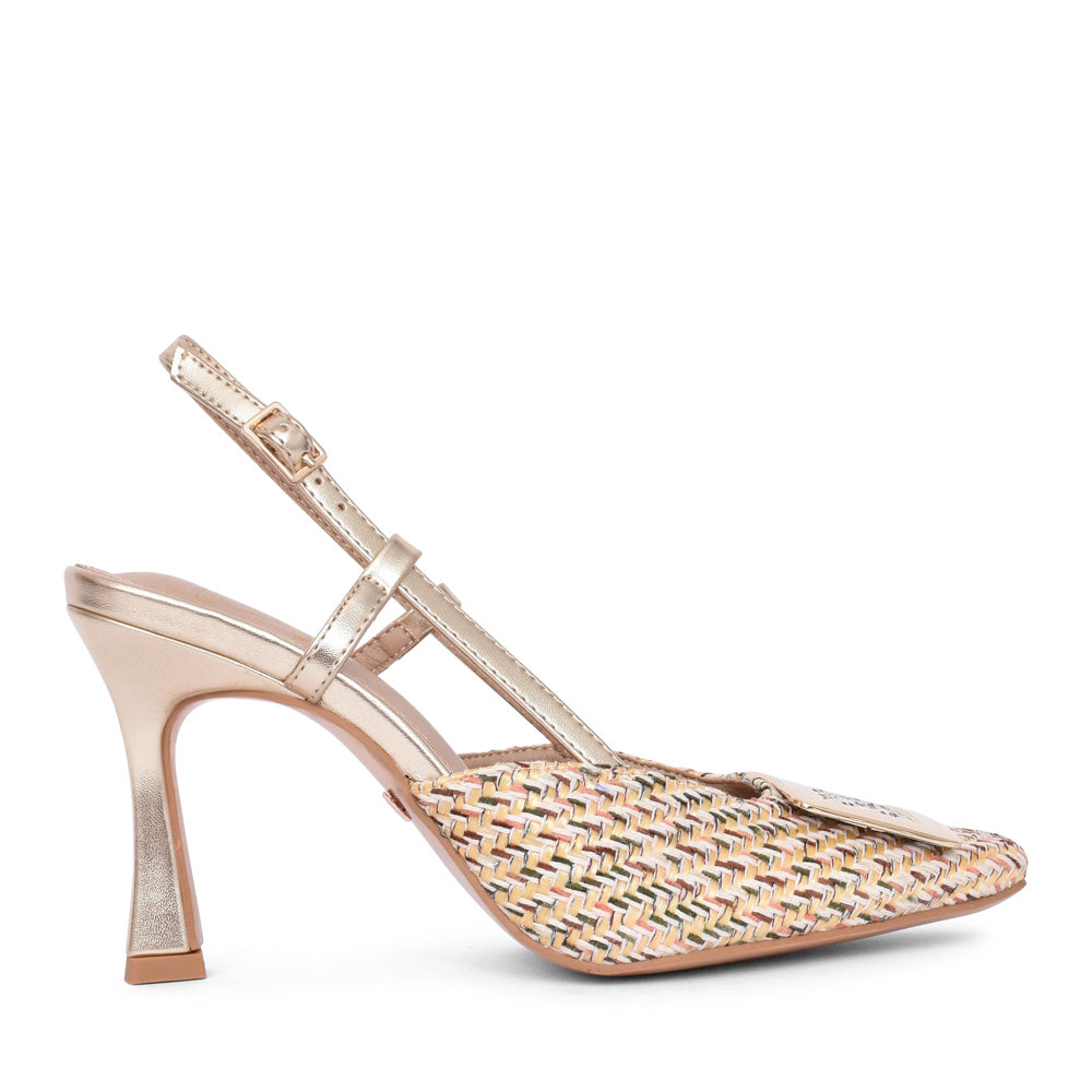 Ladies Candyman High Heel Sling Back Shoe In Multi-colour