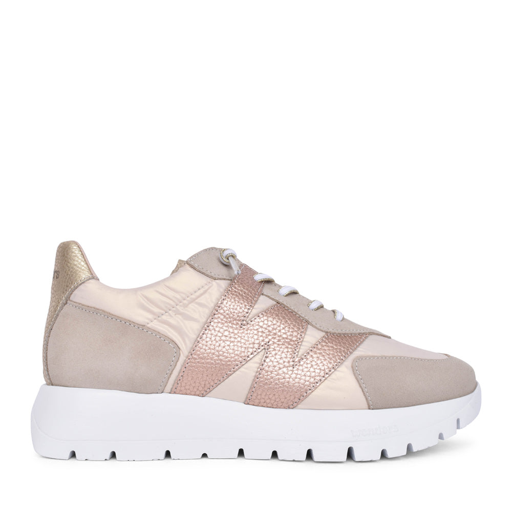 Ladies A-2464 Laced Trainer In Sand