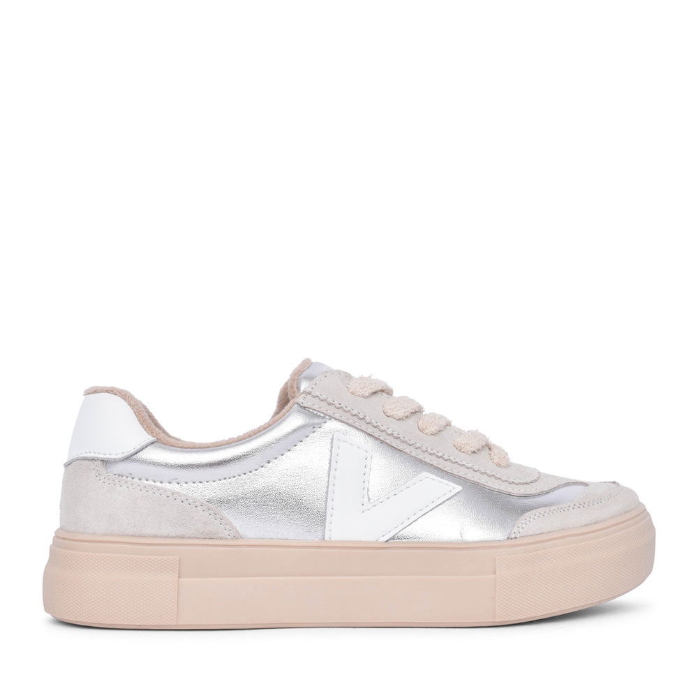 Ladies Eighty Laced Trainer In Metallic