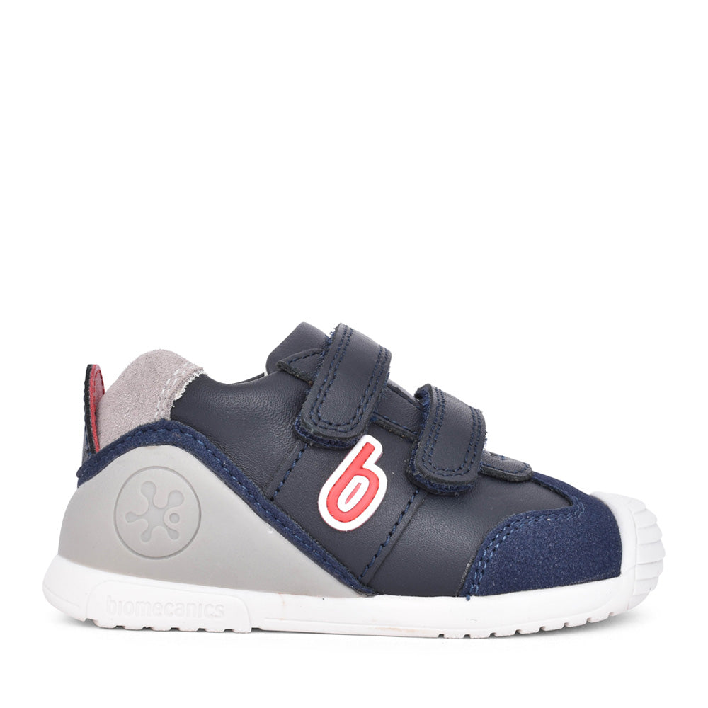 Boys 222155-c Double Velcro Shoe In Navy