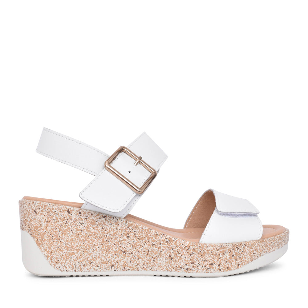 Ladies Rapallo Wedge Sandal In White