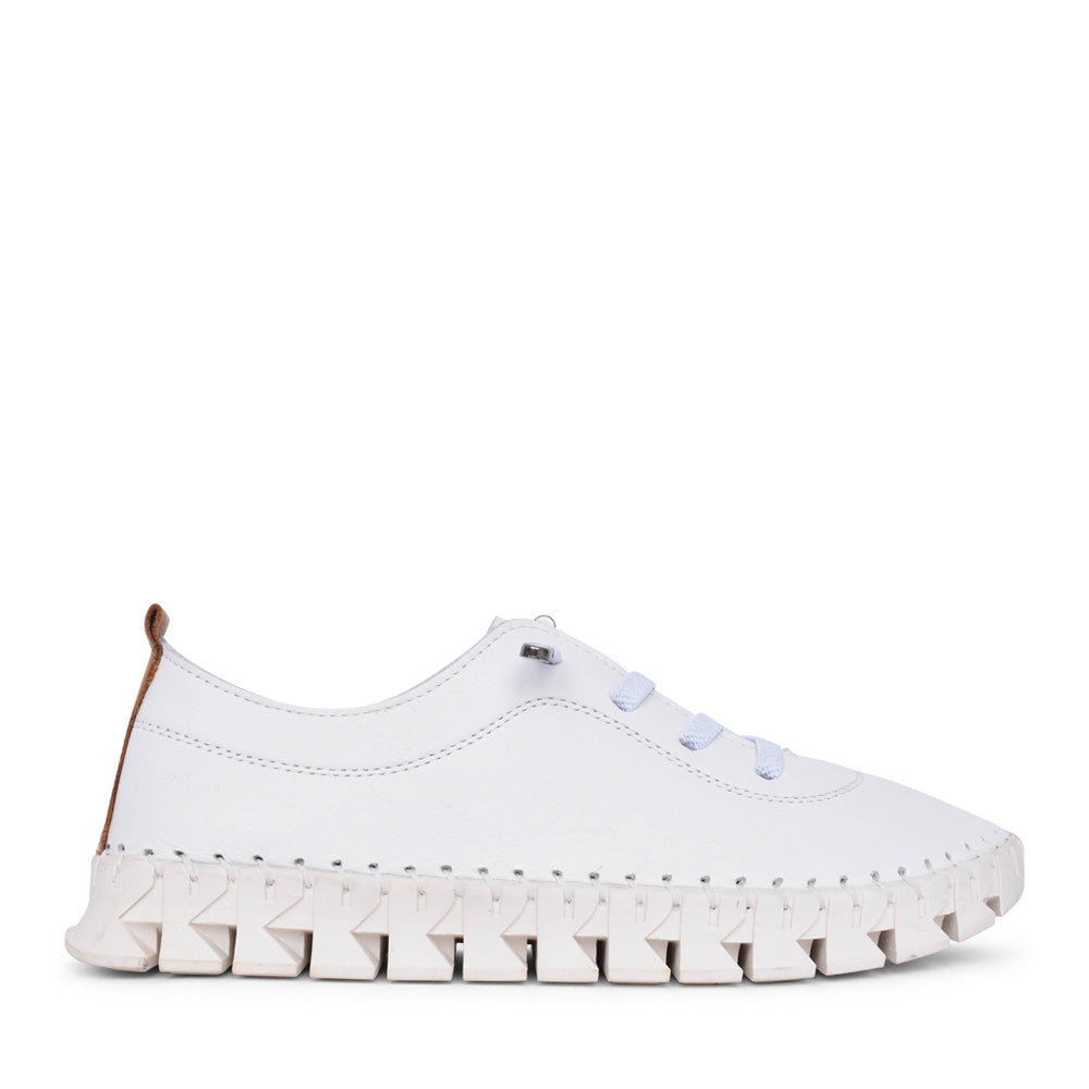 Ladies St Austell Fle046 Laced Shoe In White