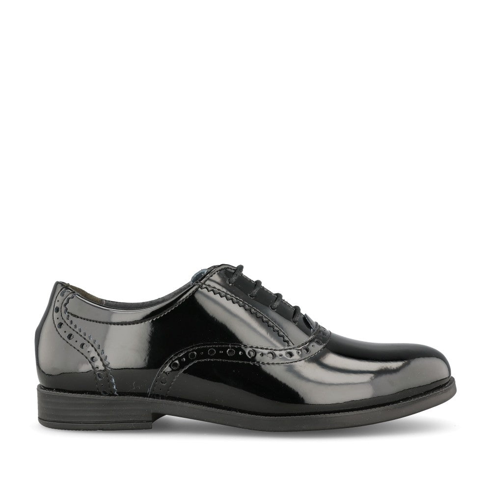 Girls Hermione Black Patent Laced Brogue In Kids G Fit