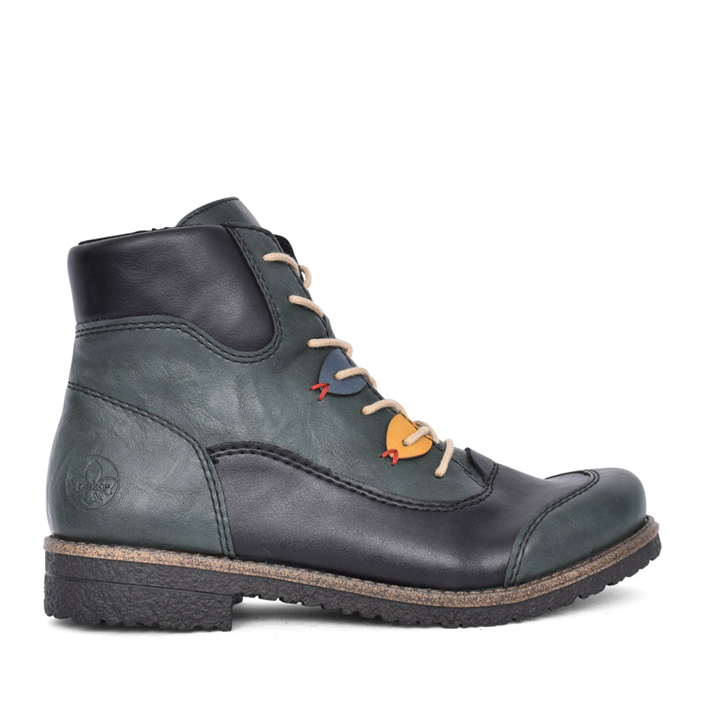 Ladies 73510 Laced Ankle Boot In Black Multi