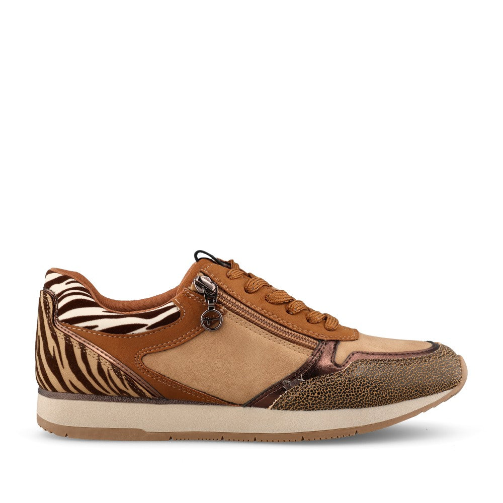 Ladies 1-23603 Laced Trainer In Cognac
