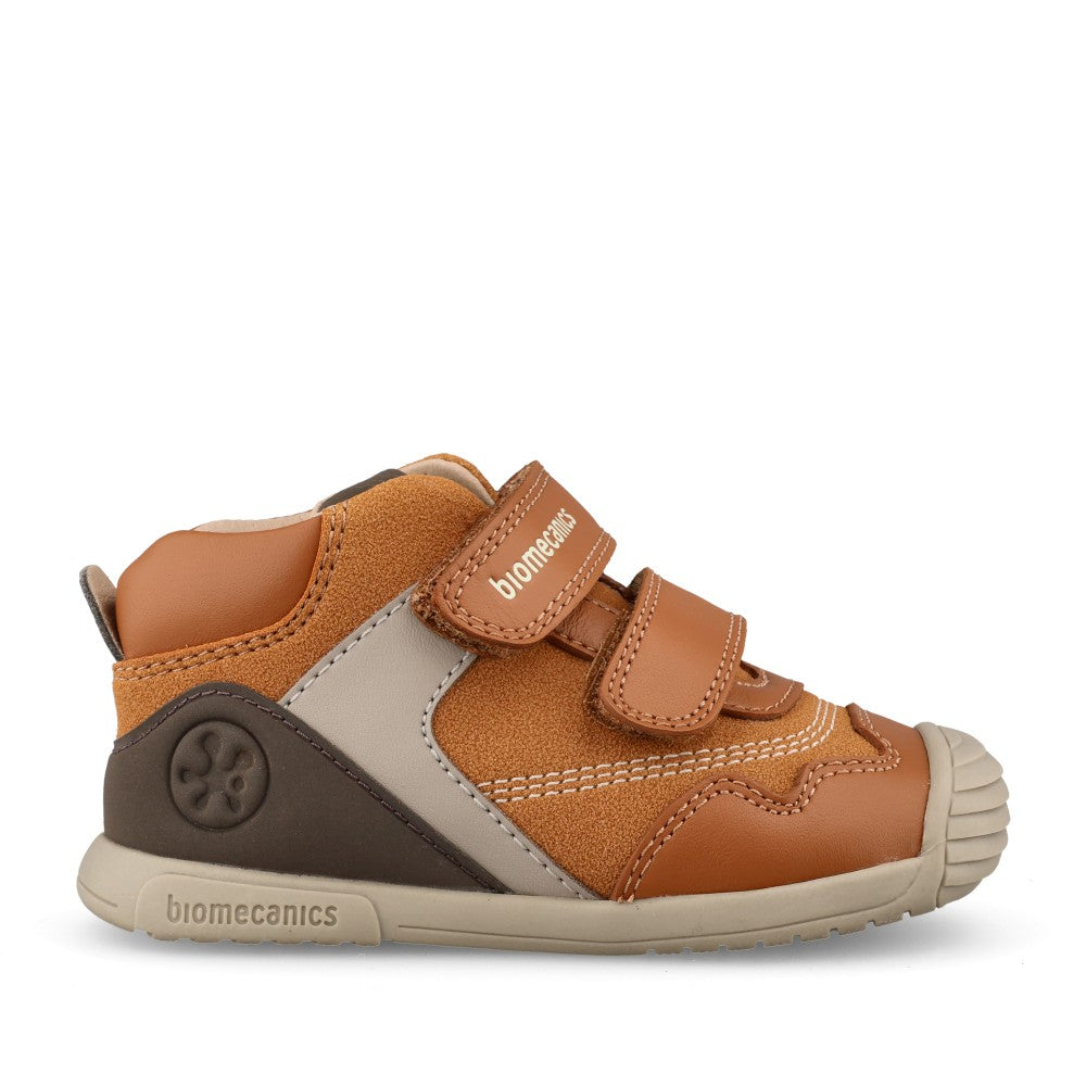 Boys 251125 Double Velcro Shioe In Tan