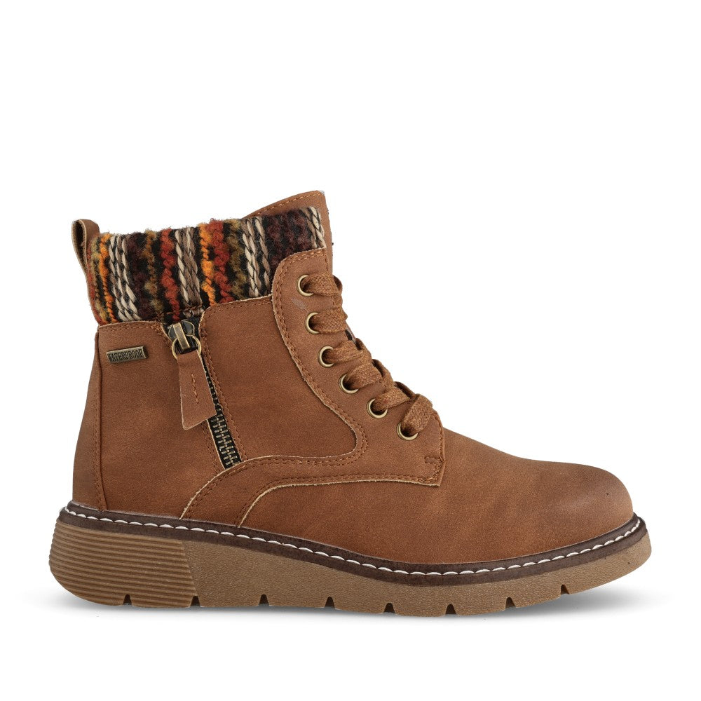 Ladies California Glb210 Waterproof Laced Ankle Boot In Tan