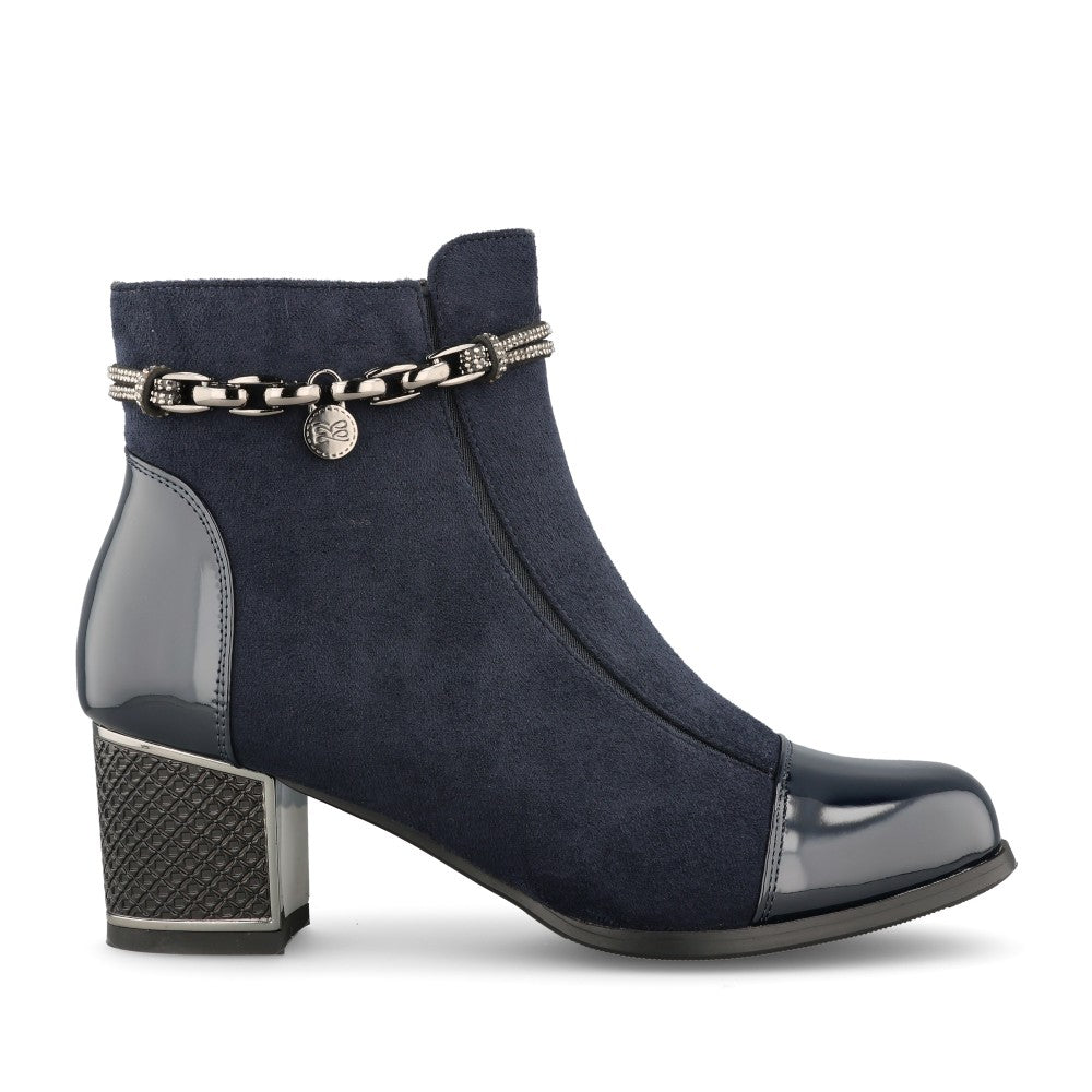 Ladies 1903 Block Heel Ankle Boot In Navy