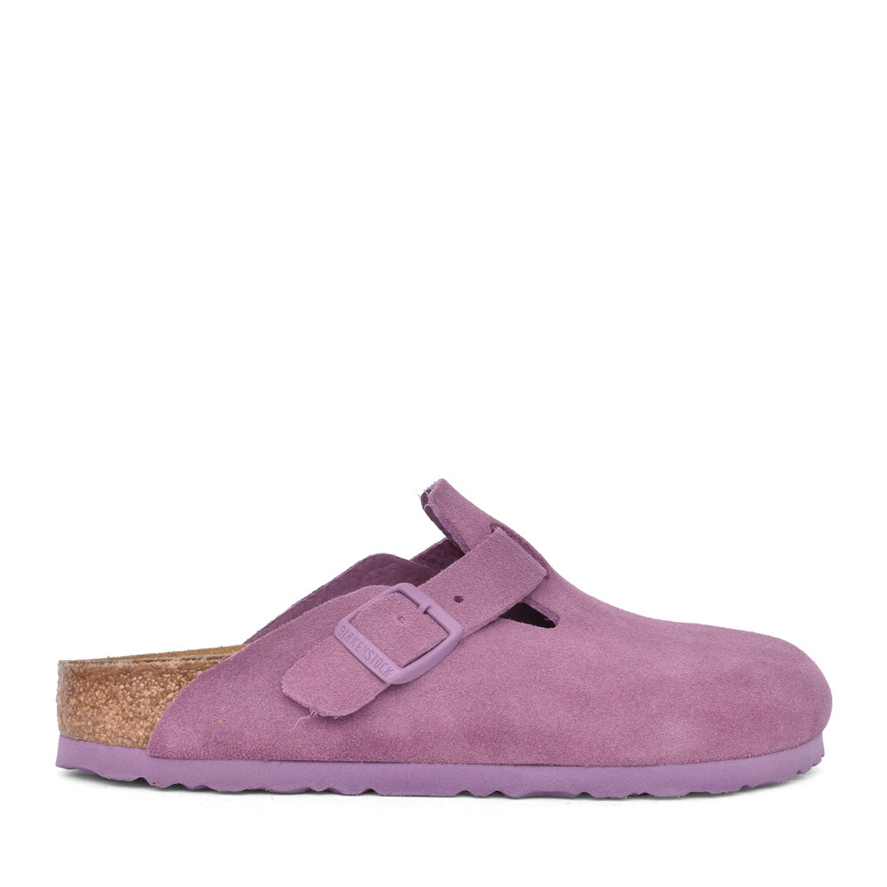 Ladies 1030681 Boston Suede Leather Clog In Mauve