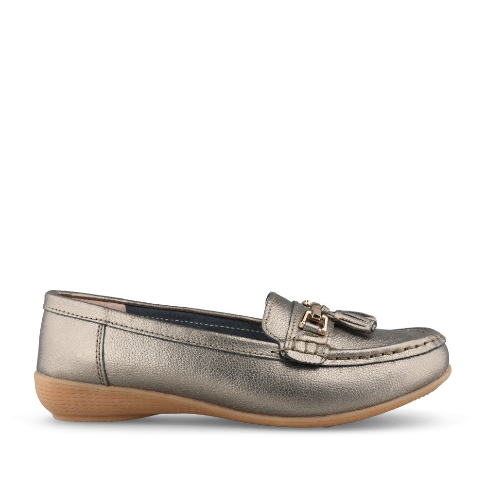 Ladies Nautical Slip-on Shoe In Gun Metal