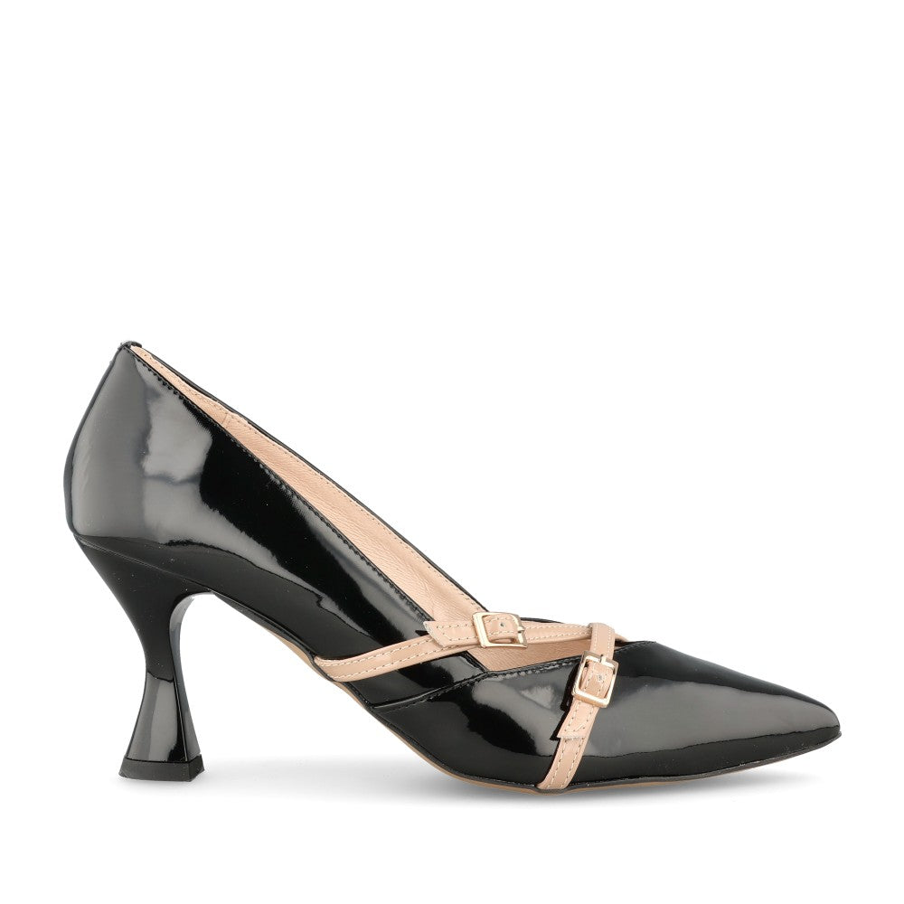 Ladies 8442 Medium Heel Court Shoe In Black