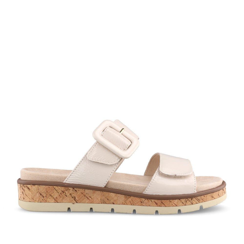 Ladies 9-27206 Wedge Mule In Taupe Patent