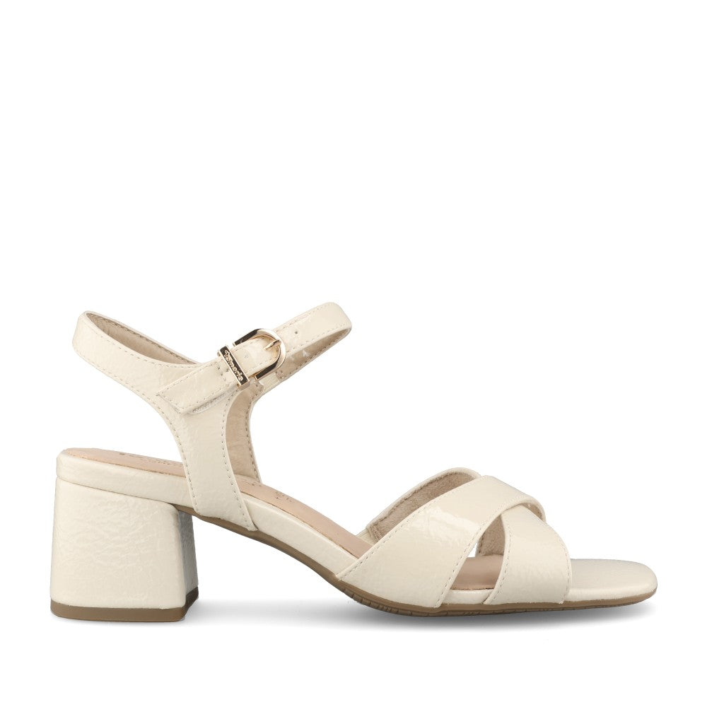 Ladies 8-88322 Block Heel Sandal In Ivory
